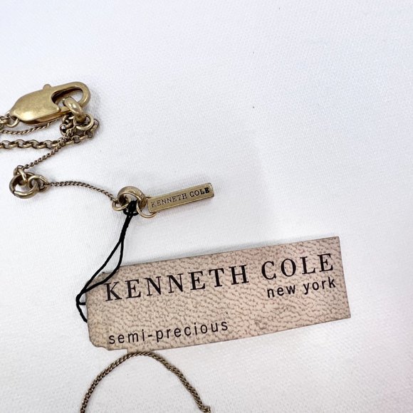 🎊HP🎊 NWT - Kenneth Cole - Semi-Precious Turquoise Dangle Gold Tone Necklace - Picture 7 of 10